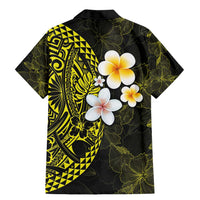 Hawaiian Hibiscus and Plumeria Polynesian Tribal Tattoo Family Matching Mermaid Dress and Hawaiian Shirt Yellow Color LT03 - Polynesian Pride