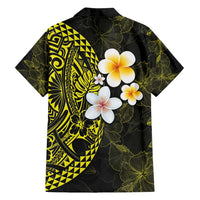 Hawaiian Hibiscus and Plumeria Polynesian Tribal Tattoo Family Matching Summer Maxi Dress and Hawaiian Shirt Yellow Color LT03 - Polynesian Pride