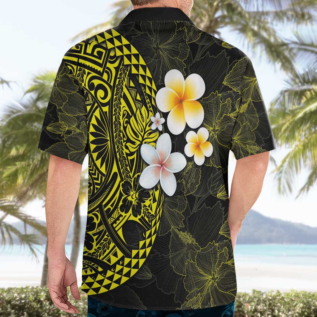 Hawaiian Hibiscus and Plumeria Polynesian Tribal Tattoo Hawaiian Shirt Yellow Color LT03 - Polynesian Pride