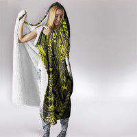 Hawaiian Hibiscus and Plumeria Polynesian Tribal Tattoo Hooded Blanket Yellow Color LT03 - Polynesian Pride