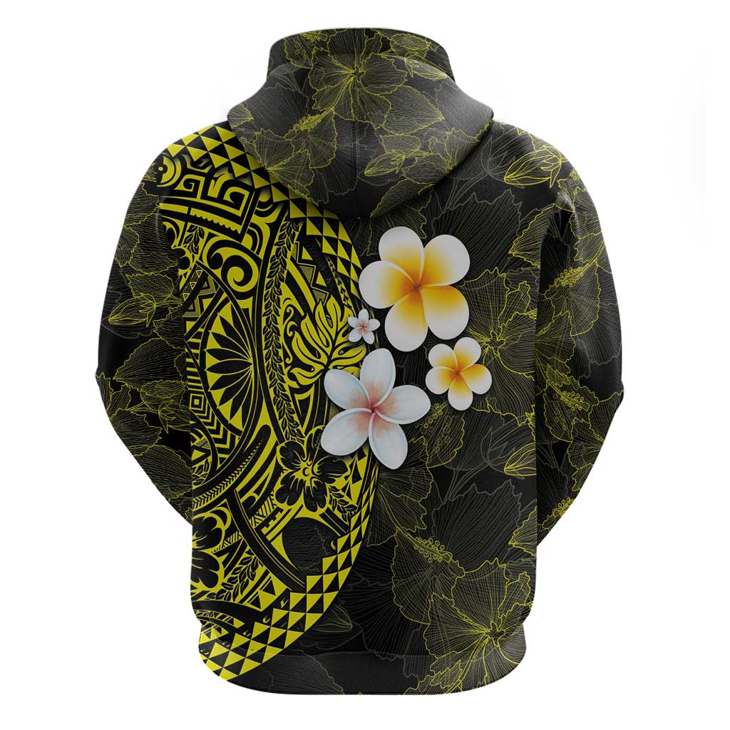 Hawaiian Hibiscus and Plumeria Polynesian Tribal Tattoo Hoodie Yellow Color LT03 - Polynesian Pride