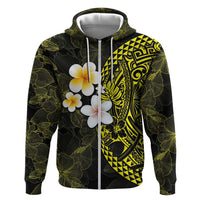 Hawaiian Hibiscus and Plumeria Polynesian Tribal Tattoo Hoodie Yellow Color LT03 Zip Hoodie Yellow - Polynesian Pride