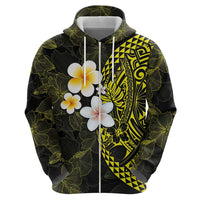 Hawaiian Hibiscus and Plumeria Polynesian Tribal Tattoo Hoodie Yellow Color LT03 - Polynesian Pride