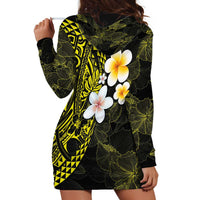 Hawaiian Hibiscus and Plumeria Polynesian Tribal Tattoo Hoodie Dress Yellow Color LT03 - Polynesian Pride