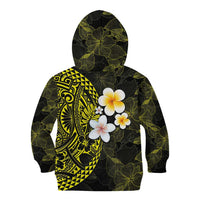 Hawaiian Hibiscus and Plumeria Polynesian Tribal Tattoo Kid Hoodie Yellow Color LT03 - Polynesian Pride