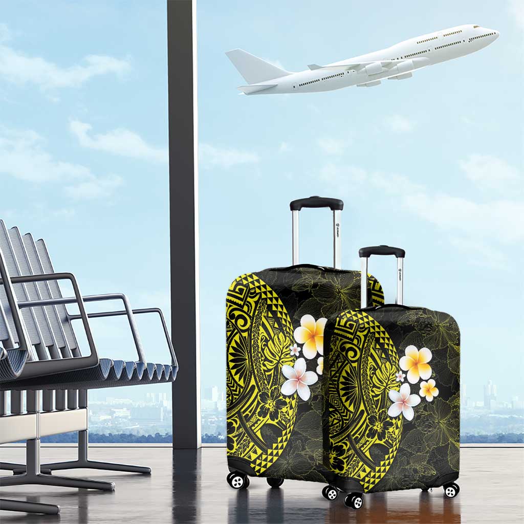 Hawaiian Hibiscus and Plumeria Polynesian Tribal Tattoo Luggage Cover Yellow Color LT03 - Polynesian Pride