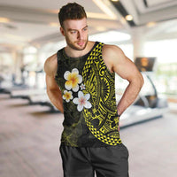 Hawaiian Hibiscus and Plumeria Polynesian Tribal Tattoo Men Tank Top Yellow Color LT03 Yellow - Polynesian Pride