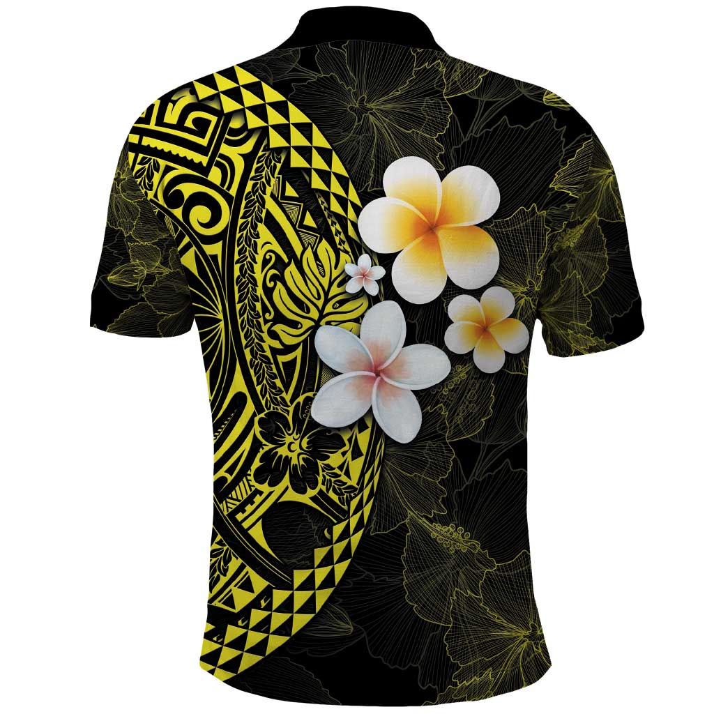 Hawaiian Hibiscus and Plumeria Polynesian Tribal Tattoo Polo Shirt Yellow Color LT03 - Polynesian Pride