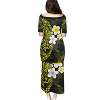 Hawaiian Hibiscus and Plumeria Polynesian Tribal Tattoo Puletasi Yellow Color LT03 - Polynesian Pride