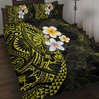 Hawaiian Hibiscus and Plumeria Polynesian Tribal Tattoo Quilt Bed Set Yellow Color LT03 Yellow - Polynesian Pride