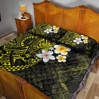 Hawaiian Hibiscus and Plumeria Polynesian Tribal Tattoo Quilt Bed Set Yellow Color LT03 - Polynesian Pride