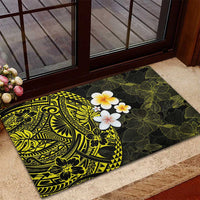 Hawaiian Hibiscus and Plumeria Polynesian Tribal Tattoo Rubber Doormat Yellow Color LT03 - Polynesian Pride