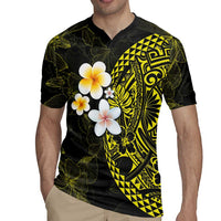 Hawaiian Hibiscus and Plumeria Polynesian Tribal Tattoo Rugby Jersey Yellow Color LT03 - Polynesian Pride