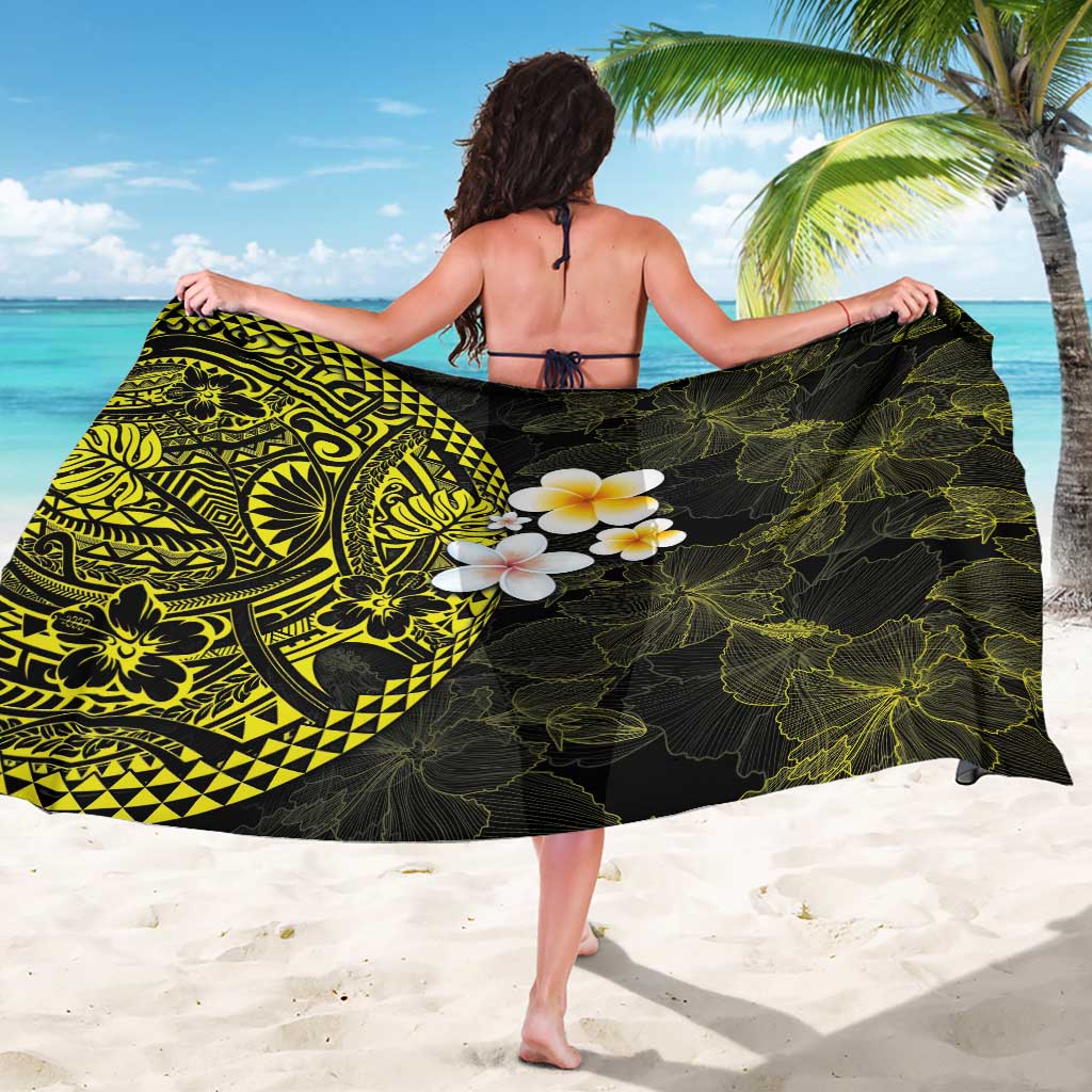 Hawaiian Hibiscus and Plumeria Polynesian Tribal Tattoo Sarong Yellow Color LT03 - Polynesian Pride