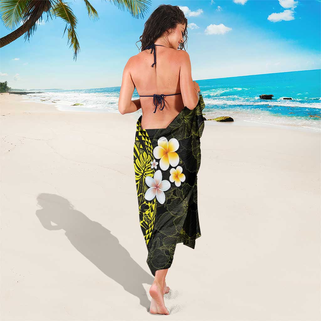 Hawaiian Hibiscus and Plumeria Polynesian Tribal Tattoo Sarong Yellow Color LT03 - Polynesian Pride