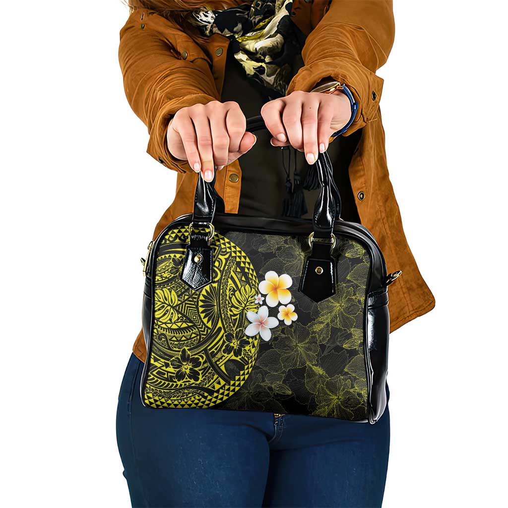 Hawaiian Hibiscus and Plumeria Polynesian Tribal Tattoo Shoulder Handbag Yellow Color LT03 One Size Yellow - Polynesian Pride