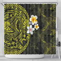 Hawaiian Hibiscus and Plumeria Polynesian Tribal Tattoo Shower Curtain Yellow Color LT03 - Polynesian Pride