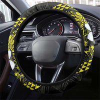 Hawaiian Hibiscus and Plumeria Polynesian Tribal Tattoo Steering Wheel Cover Yellow Color LT03 - Polynesian Pride