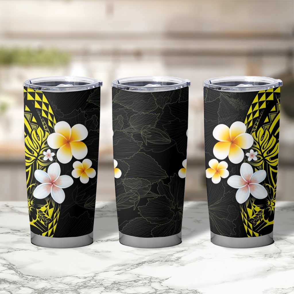 Hawaiian Hibiscus and Plumeria Polynesian Tribal Tattoo Tumbler Cup Yellow Color LT03 - Polynesian Pride