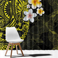 Hawaiian Hibiscus and Plumeria Polynesian Tribal Tattoo Window Curtain Yellow Color LT03 - Polynesian Pride