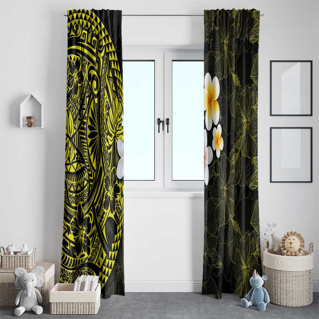 Hawaiian Hibiscus and Plumeria Polynesian Tribal Tattoo Window Curtain Yellow Color LT03 - Polynesian Pride