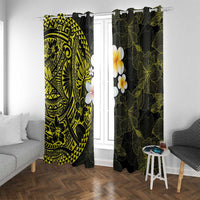 Hawaiian Hibiscus and Plumeria Polynesian Tribal Tattoo Window Curtain Yellow Color LT03 With Grommets Yellow - Polynesian Pride