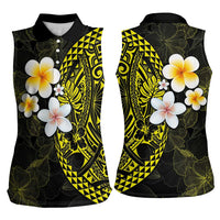 Hawaiian Hibiscus and Plumeria Polynesian Tribal Tattoo Women Sleeveless Polo Shirt Yellow Color LT03 - Polynesian Pride