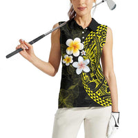 Hawaiian Hibiscus and Plumeria Polynesian Tribal Tattoo Women Sleeveless Polo Shirt Yellow Color LT03 - Polynesian Pride