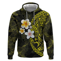 Hawaiian Hibiscus and Plumeria Polynesian Tribal Tattoo Zip Hoodie Yellow Color LT03 Pullover Hoodie Yellow - Polynesian Pride