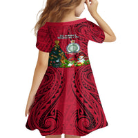 Niue Christmas Family Matching Long Sleeve Bodycon Dress and Hawaiian Shirt Coat of Arms and Polynesian Tattoo Xmas Element Christmas Red Vibe LT03 - Polynesian Pride