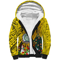 Personalised Niue Christmas Sherpa Hoodie Coat of Arms and Polynesian Tattoo Xmas Element Christmas Yellow Vibe LT03 Unisex Yellow - Polynesian Pride