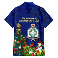 Niue Christmas Family Matching Off Shoulder Long Sleeve Dress and Hawaiian Shirt Coat of Arms and Polynesian Tattoo Xmas Element Christmas Blue Vibe LT03 - Polynesian Pride
