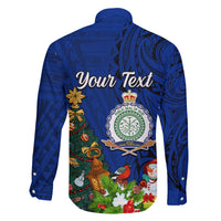 Personalised Niue Christmas Family Matching Off Shoulder Maxi Dress and Hawaiian Shirt Coat of Arms and Polynesian Tattoo Xmas Element Christmas Blue Vibe LT03 - Polynesian Pride