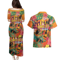 Hawaiian Honolulu Festival Couples Matching Puletasi and Hawaiian Shirt Hawaiian Identity - Hula Dancer and Ukulele Tropical Plants Style LT03 - Polynesian Pride