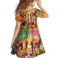 Hawaiian Honolulu Festival Family Matching Off Shoulder Maxi Dress and Hawaiian Shirt Hawaiian Identity - Hula Dancer and Ukulele Tropical Plants Style LT03 - Polynesian Pride