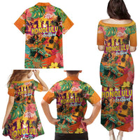 Hawaiian Honolulu Festival Family Matching Puletasi and Hawaiian Shirt Hawaiian Identity - Hula Dancer and Ukulele Tropical Plants Style LT03 - Polynesian Pride