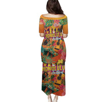 Hawaiian Honolulu Festival Family Matching Puletasi and Hawaiian Shirt Hawaiian Identity - Hula Dancer and Ukulele Tropical Plants Style LT03 - Polynesian Pride