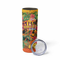 Hawaiian Honolulu Festival Skinny Tumbler Hawaiian Identity - Hula Dancer and Ukulele Tropical Plants Style LT03 - Polynesian Pride