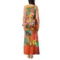 Hawaiian Honolulu Festival Tank Maxi Dress Hawaiian Identity - Hula Dancer and Ukulele Tropical Plants Style LT03 - Polynesian Pride