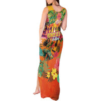 Hawaiian Honolulu Festival Tank Maxi Dress Hawaiian Identity - Hula Dancer and Ukulele Tropical Plants Style LT03 - Polynesian Pride