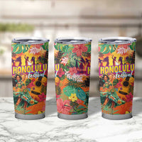 Hawaiian Honolulu Festival Tumbler Cup Hawaiian Identity - Hula Dancer and Ukulele Tropical Plants Style LT03 - Polynesian Pride