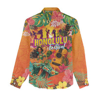 Hawaiian Honolulu Festival Women Casual Shirt Hawaiian Identity - Hula Dancer and Ukulele Tropical Plants Style LT03 - Polynesian Pride