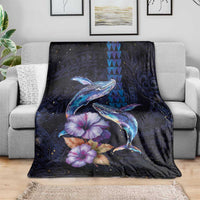 Hawaiian Whales Love Couple Blanket Hibiscus and Kakau Art Tattoo Night Sky Vibe LT03 - Polynesian Pride