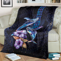 Hawaiian Whales Love Couple Blanket Hibiscus and Kakau Art Tattoo Night Sky Vibe LT03 - Polynesian Pride
