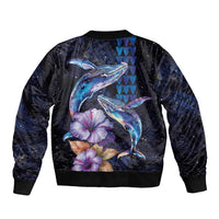 Hawaiian Whales Love Couple Bomber Jacket Hibiscus and Kakau Art Tattoo Night Sky Vibe LT03 - Polynesian Pride