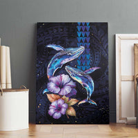 Hawaiian Whales Love Couple Canvas Wall Art Hibiscus and Kakau Art Tattoo Night Sky Vibe LT03 - Polynesian Pride