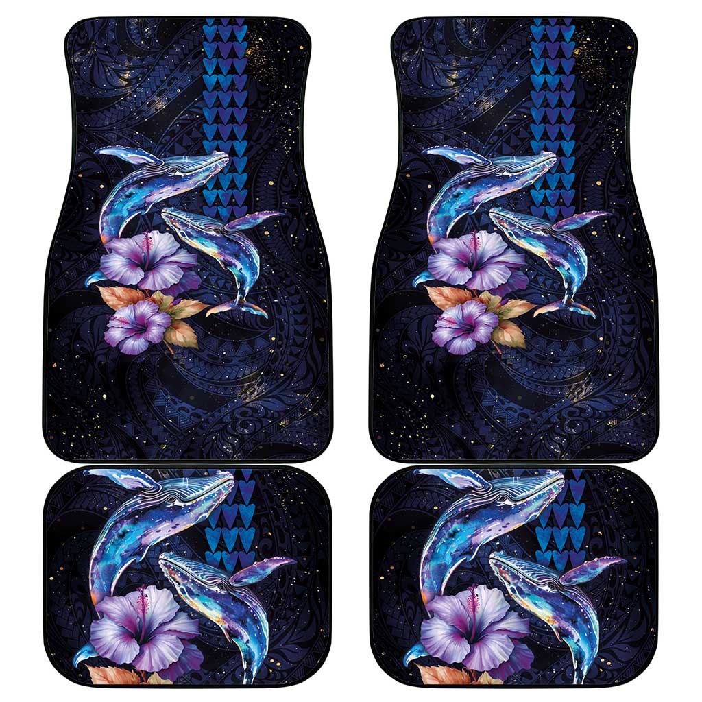 Hawaiian Whales Love Couple Car Mats Hibiscus and Kakau Art Tattoo Night Sky Vibe LT03 - Polynesian Pride