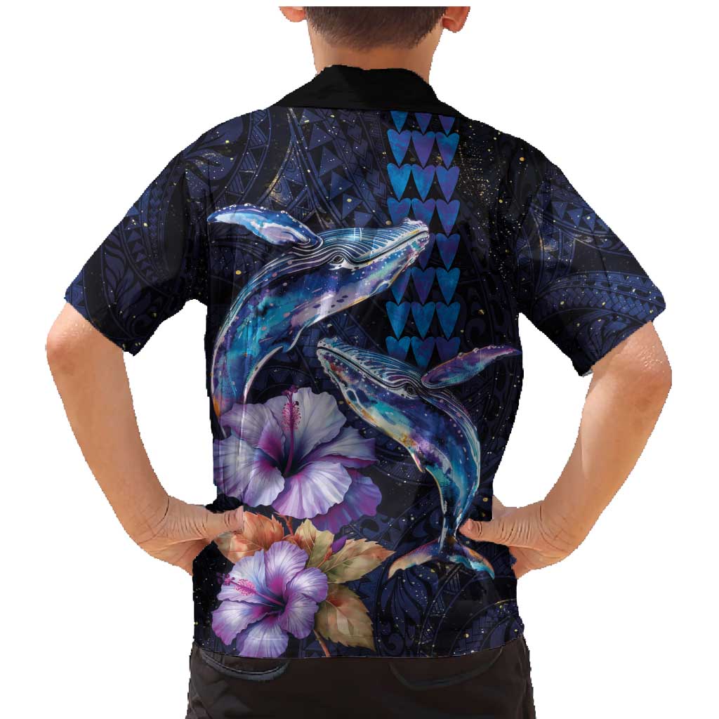 Hawaiian Whales Love Couple Family Matching Mermaid Dress and Hawaiian Shirt Hibiscus and Kakau Art Tattoo Night Sky Vibe LT03 - Polynesian Pride