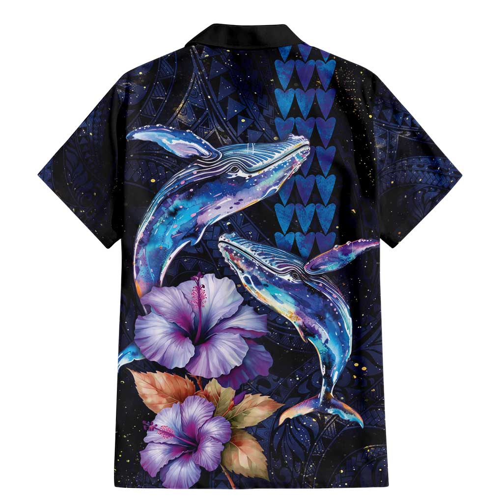 Hawaiian Whales Love Couple Family Matching Mermaid Dress and Hawaiian Shirt Hibiscus and Kakau Art Tattoo Night Sky Vibe LT03 - Polynesian Pride