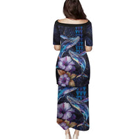 Hawaiian Whales Love Couple Family Matching Puletasi and Hawaiian Shirt Hibiscus and Kakau Art Tattoo Night Sky Vibe LT03 - Polynesian Pride